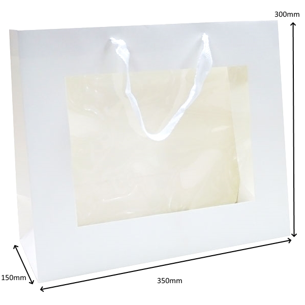 Premium White Gift Bags with Window & Handle - Large