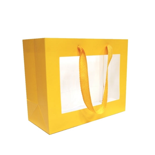 Premium Yellow Gift Bags with Window & Handle - Medium