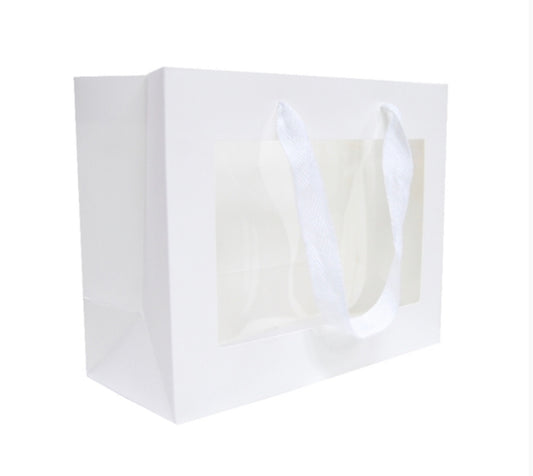 Premium White Gift Bags with Window & Handle - Medium