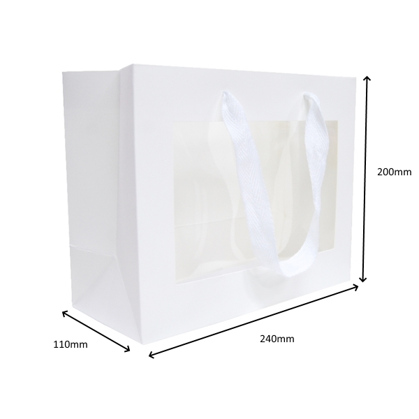 Premium White Gift Bags with Window & Handle - Medium