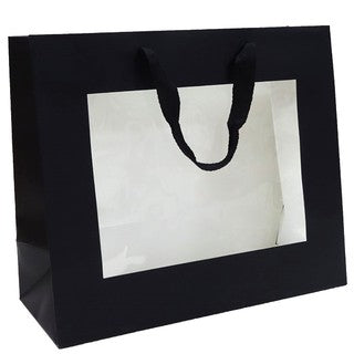 Premium Black Gift Bags with Window & Handle - Large
