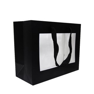 Premium Black Gift Bags with Window & Handle - Medium