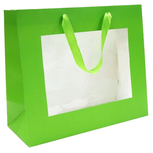Premium Green Gift Bags with Window & Handle - Large