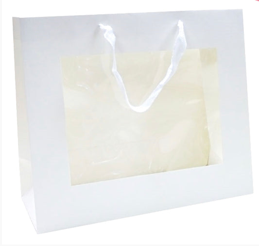 Premium White Gift Bags with Window & Handle - Large