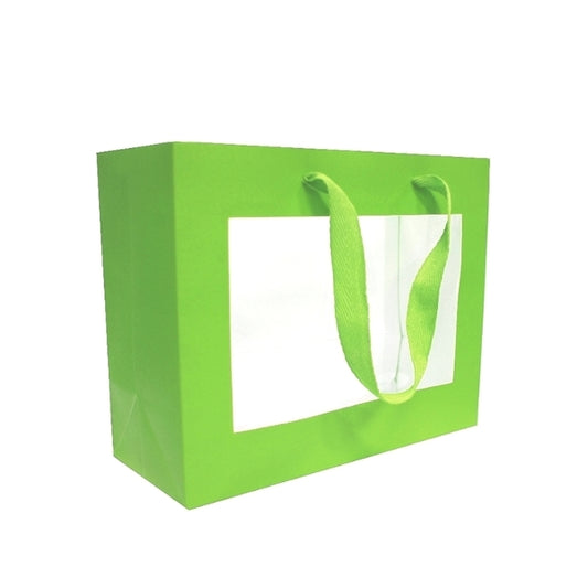 Premium Green Gift Bags with Window & Handle - Medium