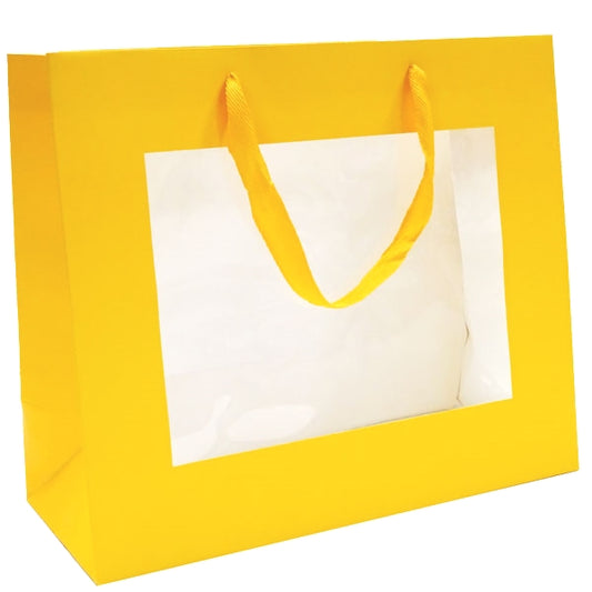 Premium Yellow Gift Bags with Window & Handle - Large