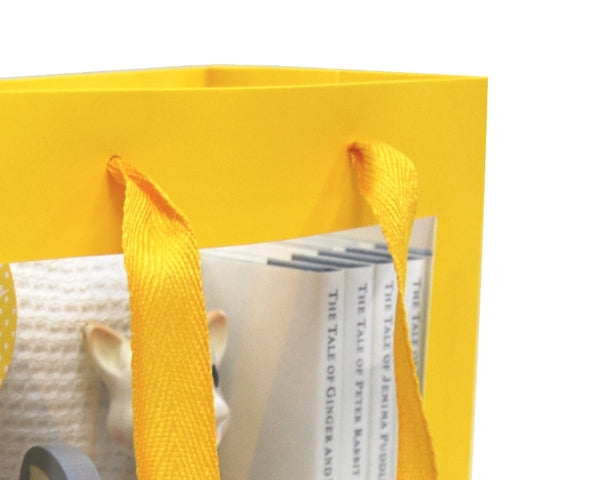 Premium Yellow Gift Bags with Window & Handle - Medium