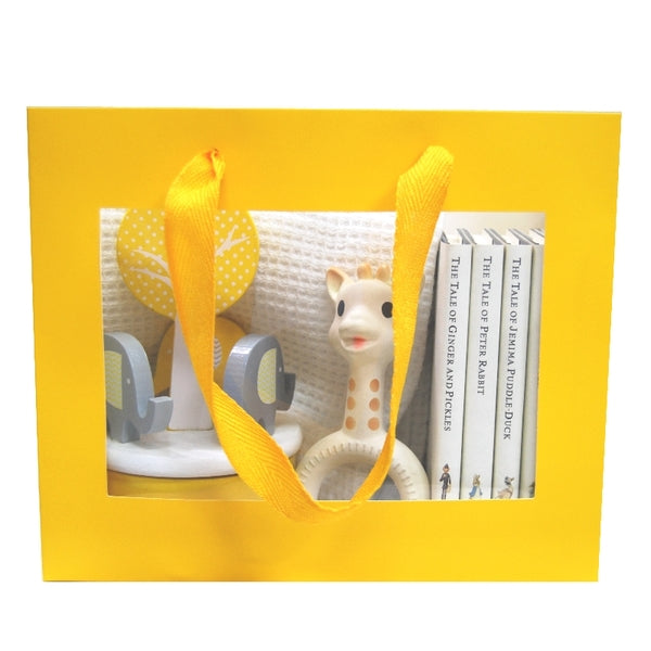 Premium Yellow Gift Bags with Window & Handle - Medium