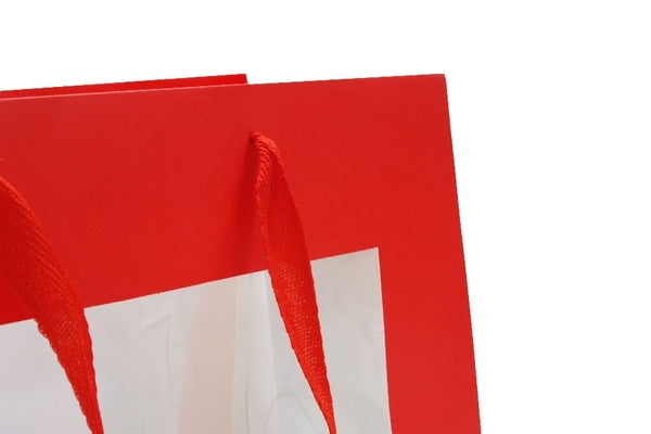 Premium Red Gift Bags with Window & Handle - Large