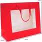 Premium Red Gift Bags with Window & Handle - Large