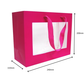 Premium Pink Gift Bags with Window & Handle - Medium